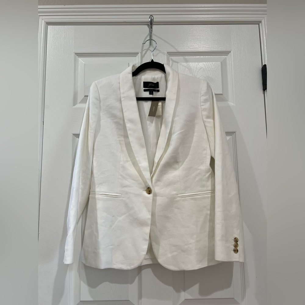 J.Crew Factory Linen-blend White blazer NWT Size 4